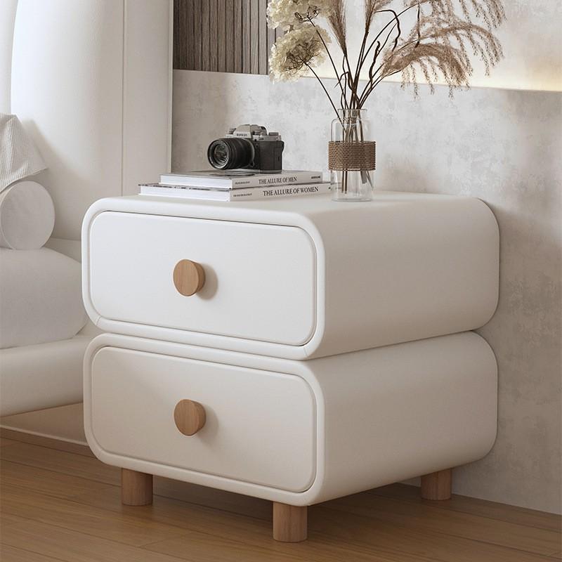 Cream Style Nightstand Leather No Assembly Modern Minimalist Bedroom Bedside Table Small Storage Cabinet New 2025