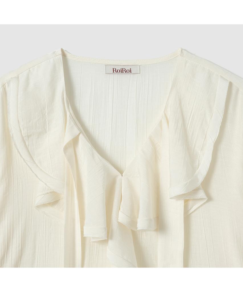 Blusa con arricciature e laccetti ROIROI - Avorio