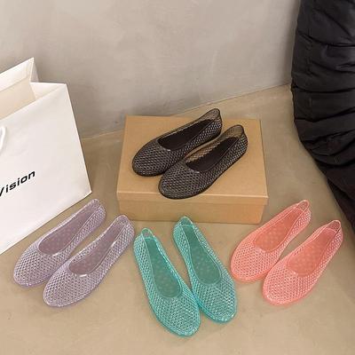 Mocassins Slip-On en Maille Cristal Style Coréen: Sandales décontractées transparentes à talon bas pour femmes