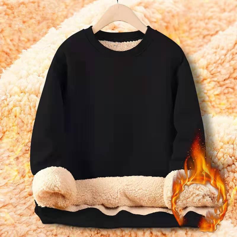 

Men s Autumn Winter Thickened Fleece-Lined Round Neck Sweatshirt Casual Jacket Simple Solid Color Warm Protection Against Cold 5XL