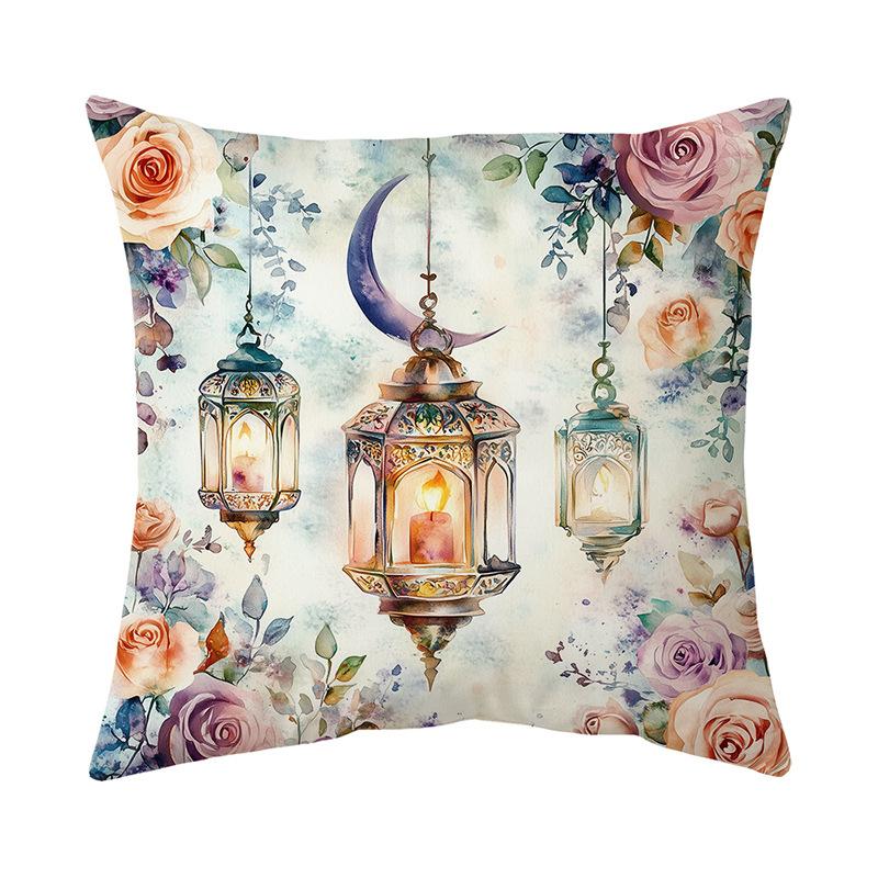 Golden Moon Print Pillow Cover Super Soft Short Plush Retro Home Sofa Decorative Cushion Cover
