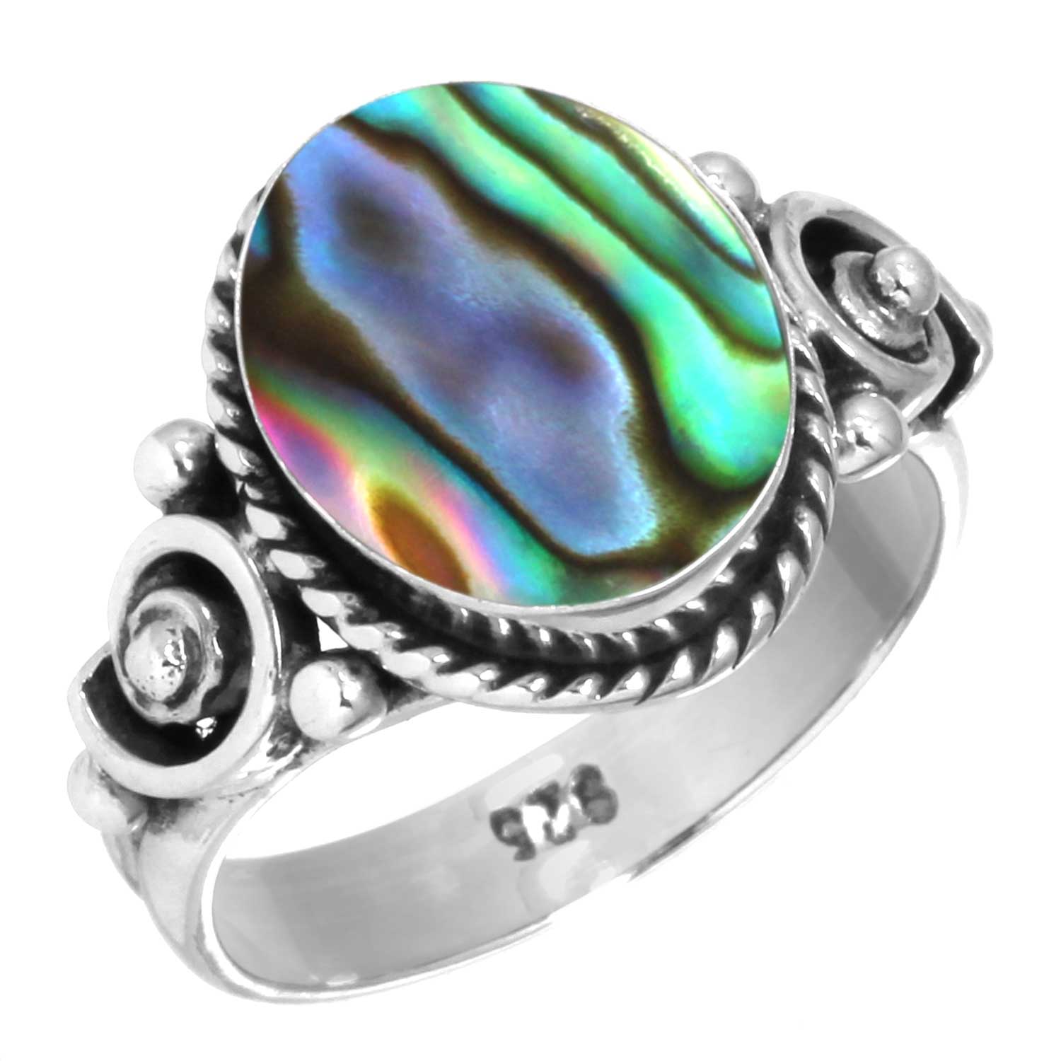 

Кольцо из стерлингового серебра 925 пробы с драгоценными камнями, ювелирные изделия ручной работы, рождественский подарок, аквамариновый халцедон, ракушка-ушка, синий солнечный камень, лабрадорит, пренит 13