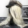 Leopards Print Studded Hat Buckles Trendy Hat Women Stylish Octagonal Hat for Trendy Women