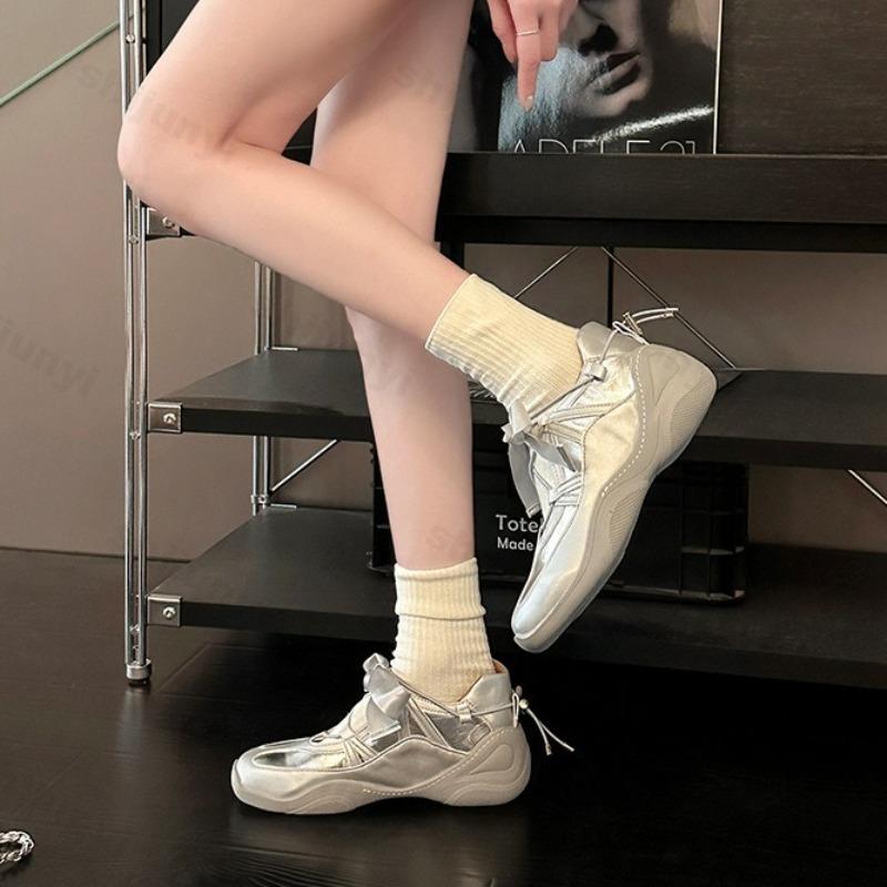 Fashion Niche Design Casual Ballet Style Sneakers Women's Summer  New Comfortable Thick Soled Height Increasing Single Shoes