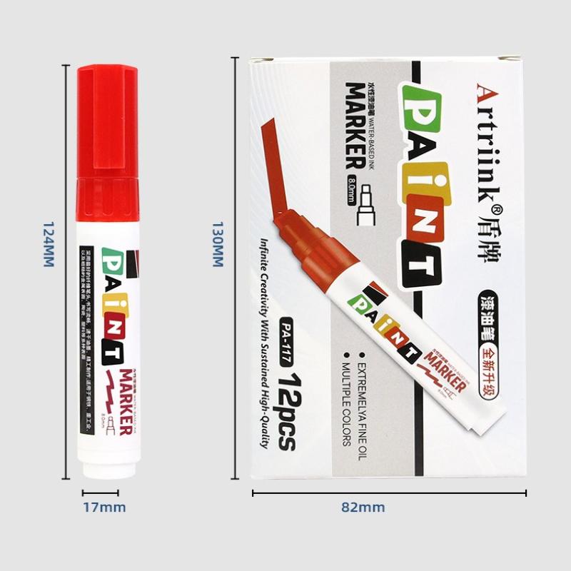 8mm Kleur Brede Kop Verf Pen Extra Dik Sneldrogend Waterdicht Schilderen Banden Bedekken Industriële Marker