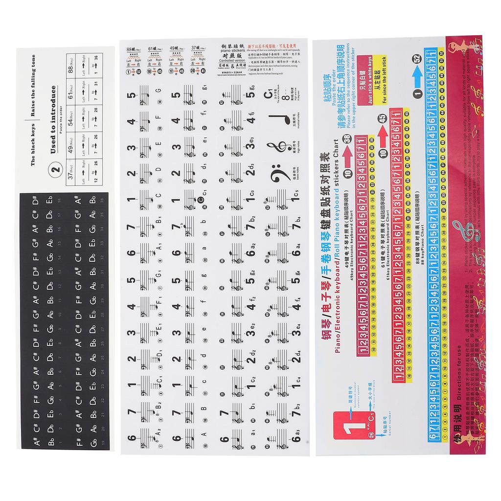 Piano Key Sticker Transparent Notation Paster 88 61 54 49 37 Keys Staff SelfAdhesive