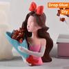 Top Quality 1Pc Bow Girl Flower Pot Silicone Mold DIY Lady Portrait Holding Flowers Resin Home Decoration Handmade Plaster Mold