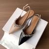 French Temperament Niche Pointed Rhinestone High Heels Single Shoes 2025 Fairy Shoes Bag Head Spring and Summer Sandals