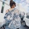Summer Streetwear Embroidery Lace Patchwork Sexy Denim Jacket Women Jeans Coat