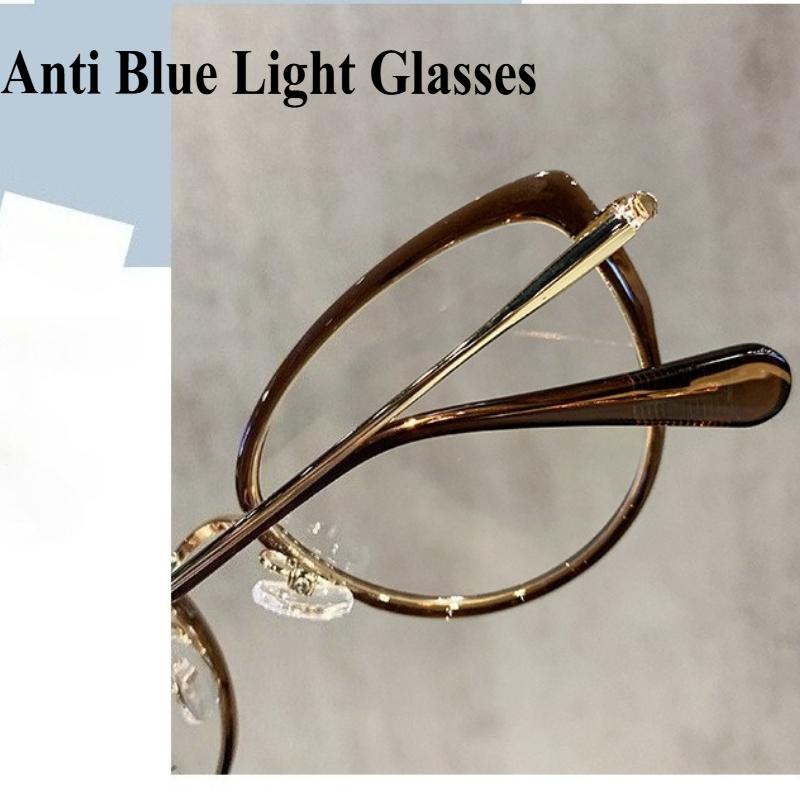 Latest Flat Light Eyewear Stylish Stt Photography Cat Eye Anti Blue Light Eyewear Frame Female Simple Light Computer Eyeglasses