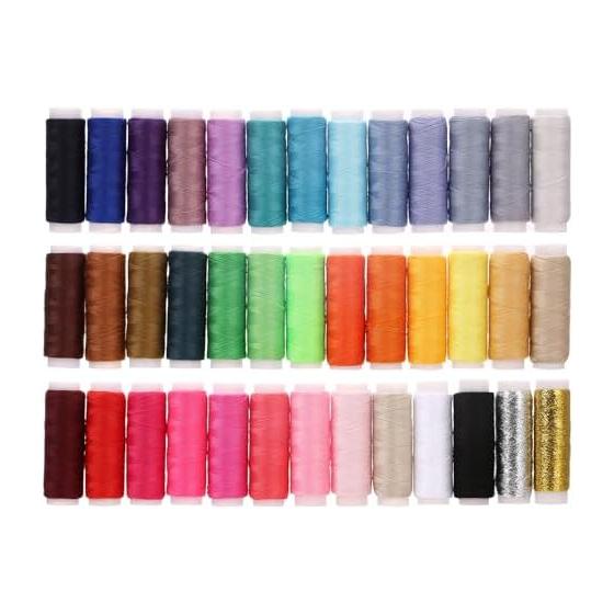 LIHAO Hand-stitched 100% Polyester Stock Sewing Thread 39 Color Set Sewing Handicraft Embroidery Thread Approx. 200 Meters