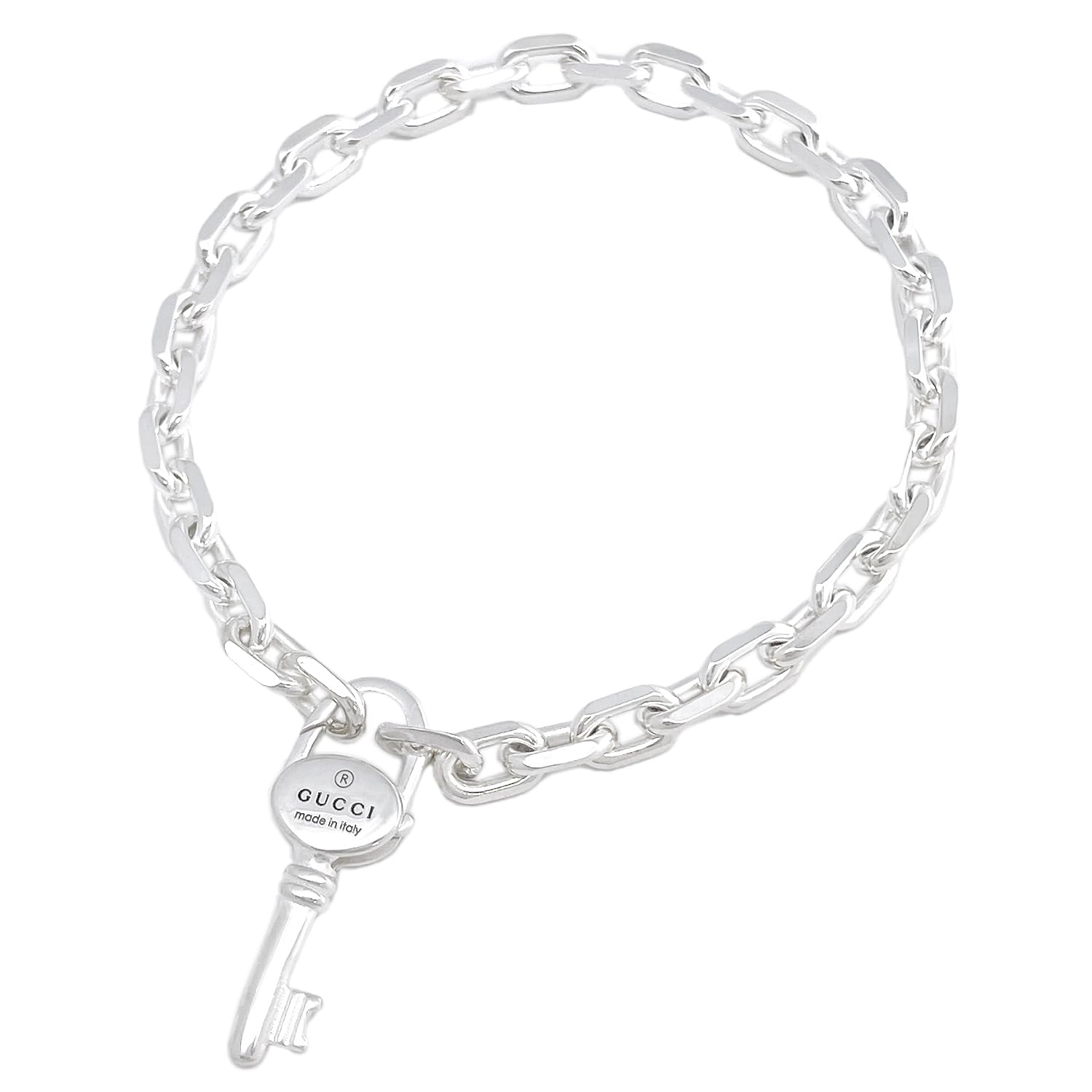 

Gucci Trademark Key 17cm Bracelet, 17cm, Silver, 796345, J8400, 8106, [Used]