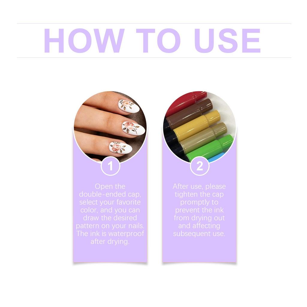 Nymixa Dual-Ended Nail Art Pen Set: Multi-Color, Easy-to-Use, Vibrant Colors for DIY Nail Art