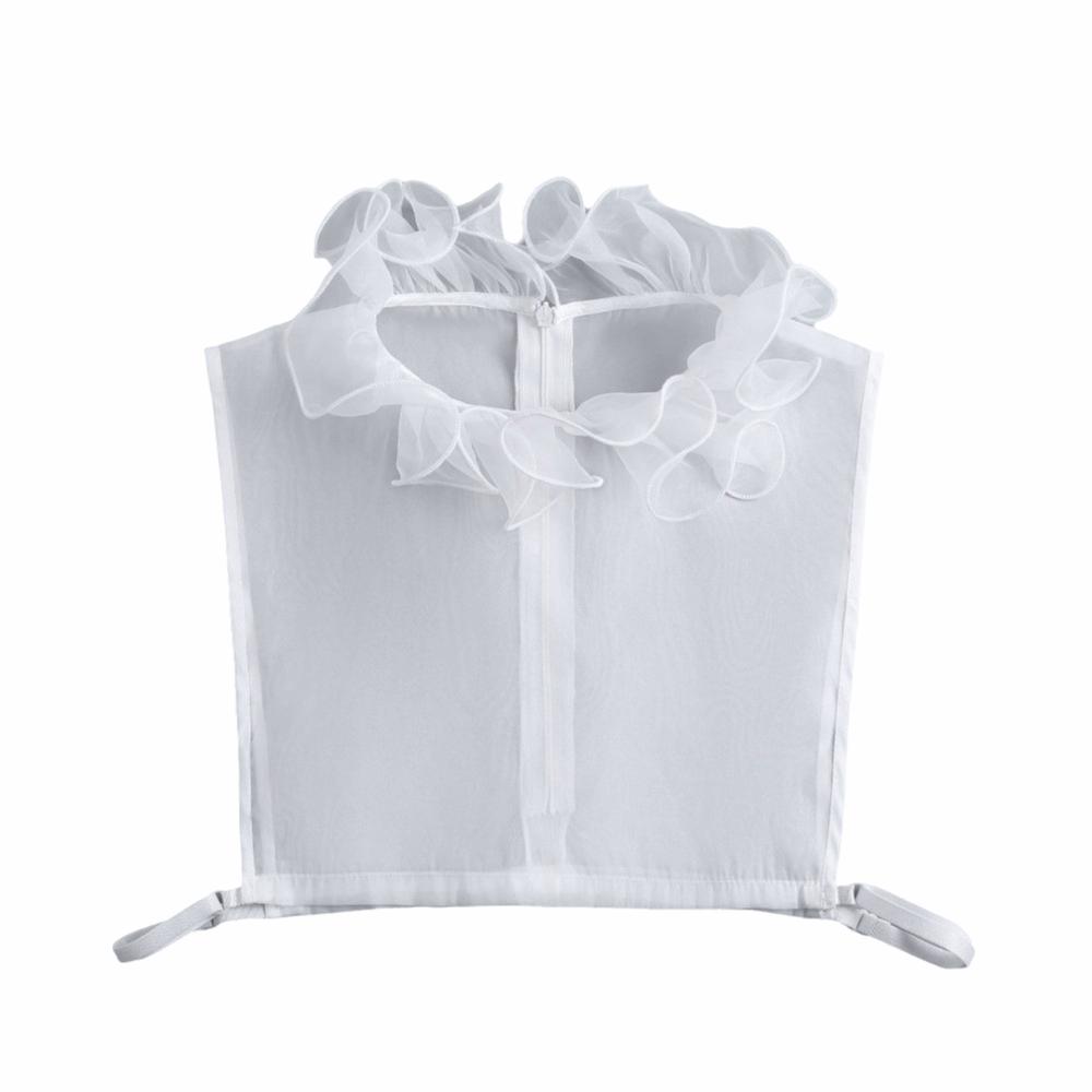 Polyester Trim False Collar Ruffle Design Breathable Detachable Collar Lace Trimmed Matching Arm Cuffs Half Shirts