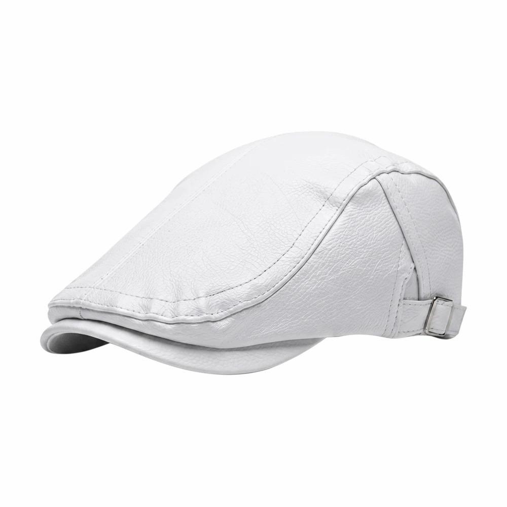 Autumn Winter Flat Cap British Style Newsboy Hat Duckbill Cap Leather Beret  Street Styling