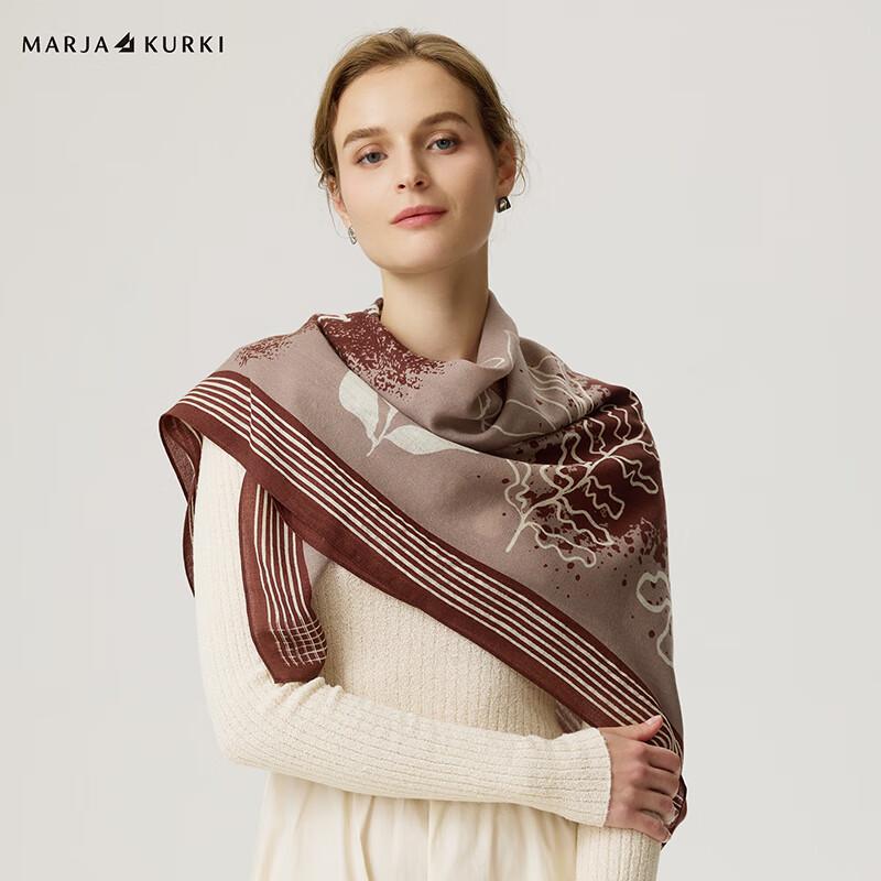 MARJA KURKI Fine-Spun Wool "Dusk Garden" Printed Scarf
