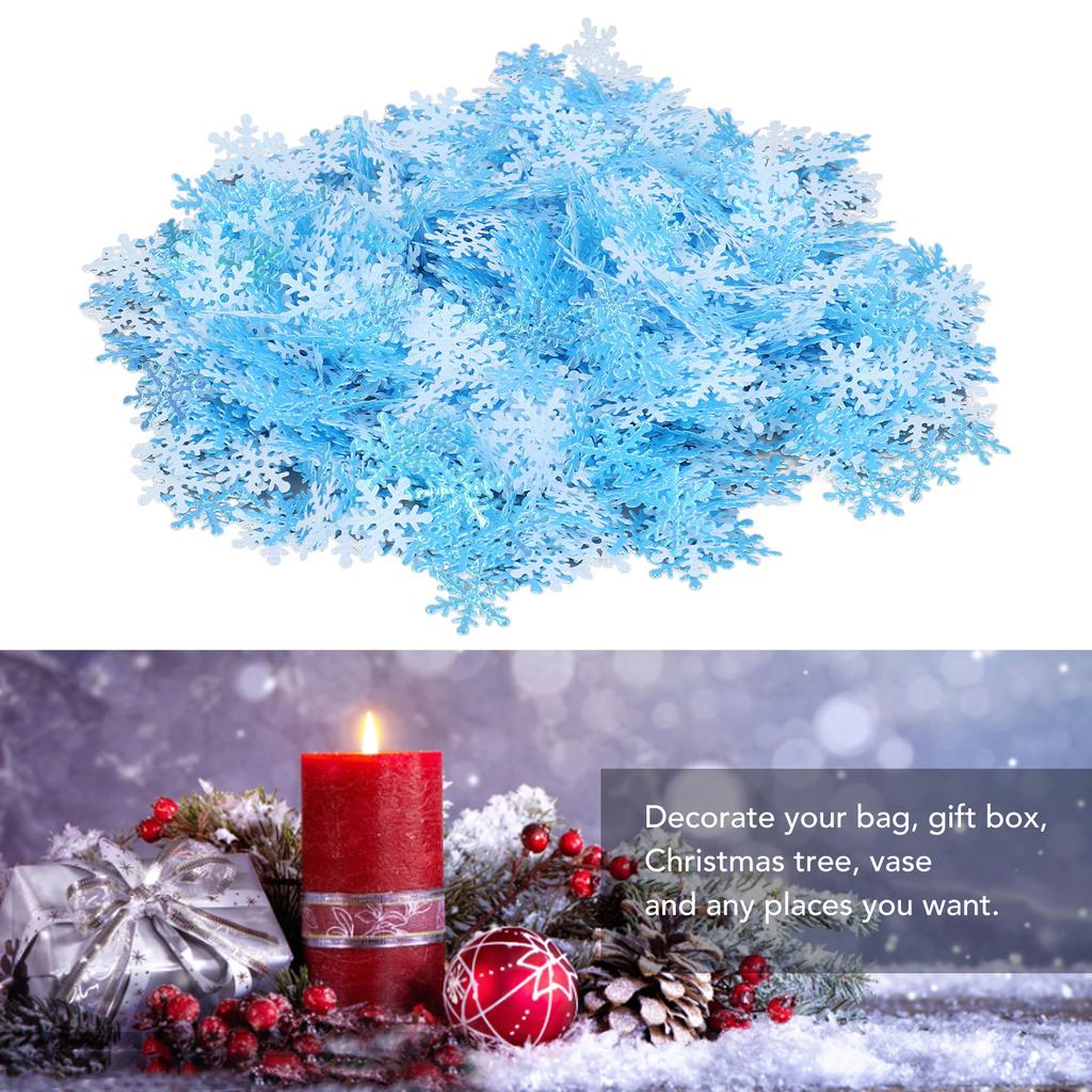 1000Pcs Snowflake Confetti 0.9in Vibrant Color Reusable Plastic Multi Purpose Christmas Confetti for Box Tree Vase