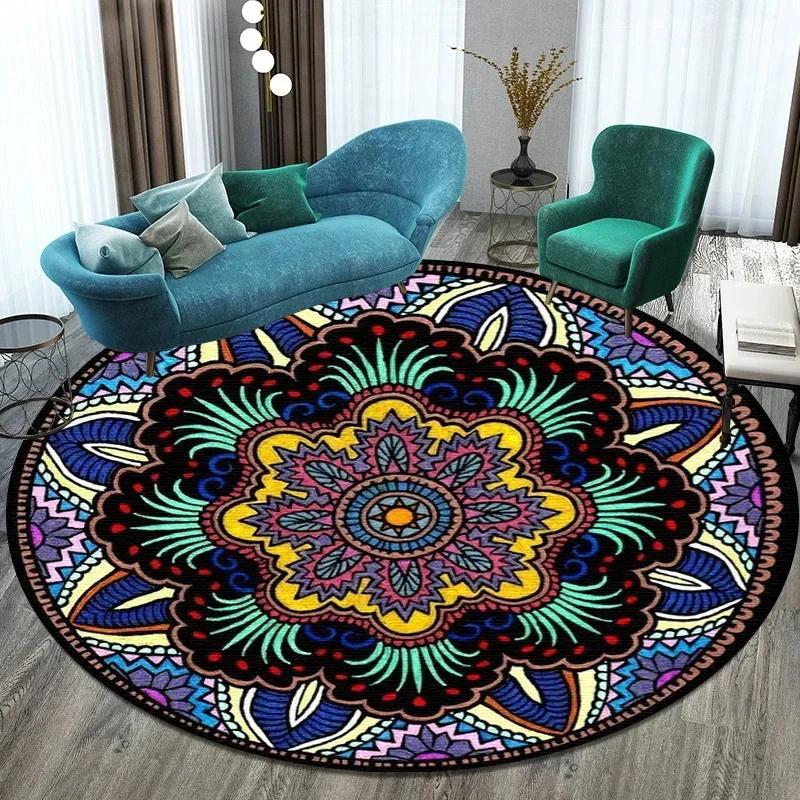 Bitcoin Round Carpet Anti-Slip Circle Area Rug Large for Home Living Room Floor Mat Bedroom Decor Chair Drum Rug Chair Doormat