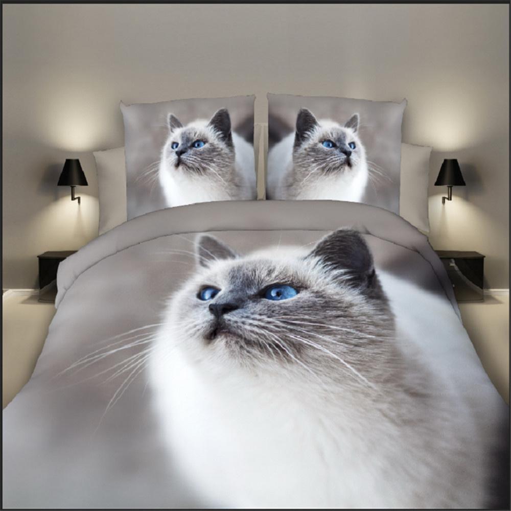 Sött Katt Färgglad Fjärilsdekor Påslakan för Barn Tonåringar Pojkar Flickor Djur Husdjur Tema Täckeöverdrag Mode Sovrumsdekorationer