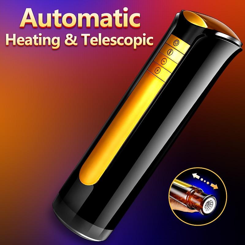 Automatic Telescopic & Heating Male Masturbator Men Masturbation Silicone Sex Real Vagina Pussy Masturbator for Man Erotic Toys