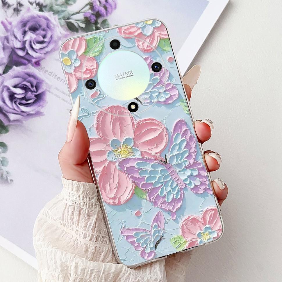 For Honor X9b 5G Case Flowers Butterfly Painted Cover Soft Silicone Casing For Honor X9 X9 b HonorX9b 5G Phone Case