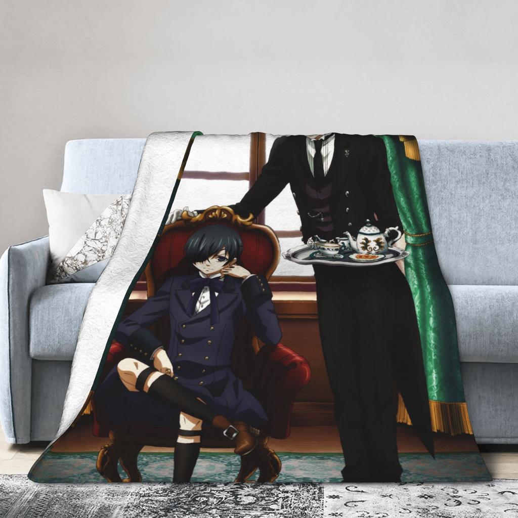 Sebastian Michaelis Ciel Flannel Blankets Blackbutlers Funny Throw Blankets for Home Hotel Sofa 150*125cm Bedspreads
