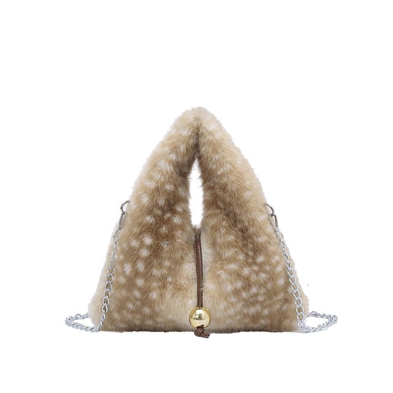 

Winter New Fluffy Crossbody Bag Women Fashi Large Capacity Shoulder Bag Chain Underarm Purse Texture and Simple Cosmetic Bag хаки