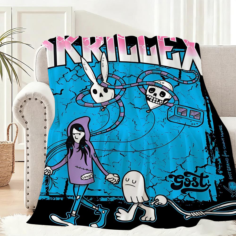 Singer Skrillex Throw Lightweight 240g Flannel Blanket Soft Skin-friendly for Summer Cooling