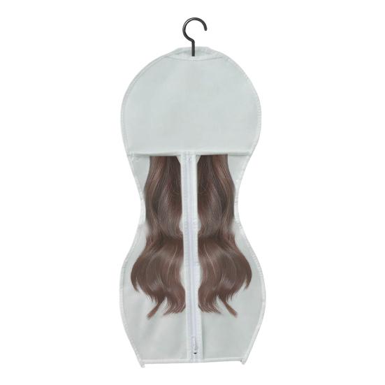 Non-woven Fabric Wig Storage Bag with Hanger Hair Extension Accessories Holder Portable Travel Dust-proof Zipper Wig Organizer Pouch