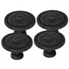 4 Sätze Zinklegierung Griff Einlochiger Runder Türknauf für Kleiderschrank Küche Schrank388 Schwarz