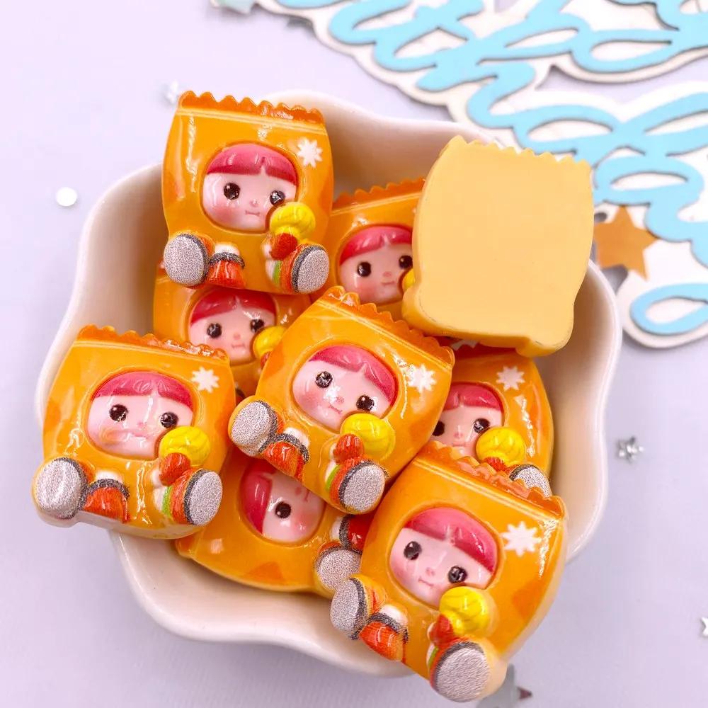 10PCS Resin Colorful Cartoon Milk Trash Can Vegetable Bag Flat Back Stone Figurines Scrapbook DIY Bow Decor Accessories