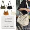 [sun olive] canvas tote bag shoulder bag Shoulder bag messenger bag Plain color canvas tote bag With zipper Commuting to school (white)