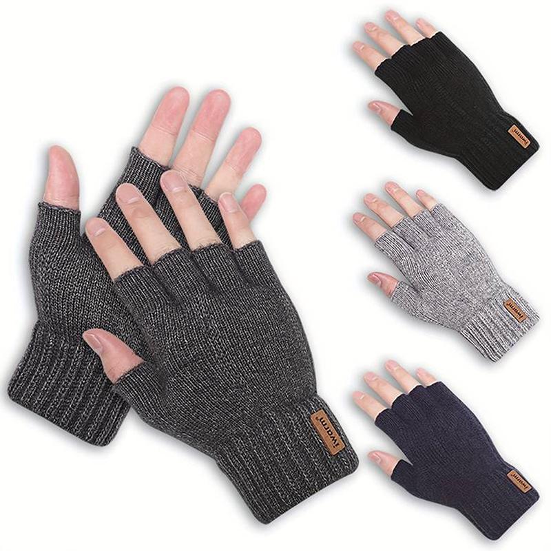 Knitted Thick Thermal Half Finger Gloves Women Men Winter Outdoor Driving Fingerless Glove Touchscreen Mittens