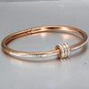 European & American 65MM 18K Gold Stainless Steel Bracelet with Ceramic Clay & Rhinestone Inlays