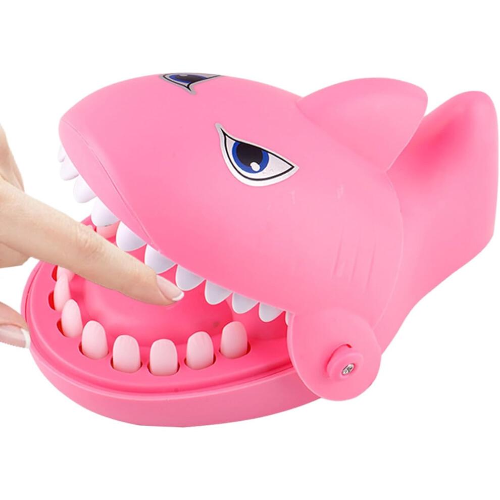 Biting finger toy, biting finger, sensory toy for shark teeth with soft rubber teeth, reaction skills, gentle shark teeth toy, for pink