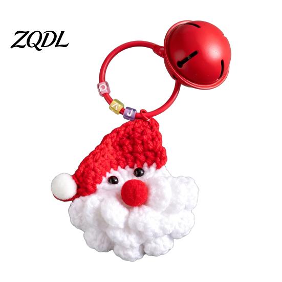 Mini Sock Ornament Yarn Crochet Christmas Keychain with Bell, Handmade Tree Hat Glove Wreath Festive Keyring for Car Keys Key Ring Pendant,