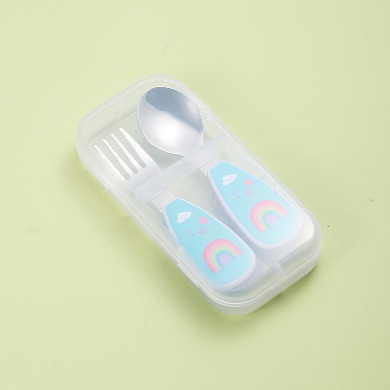 304 Stainless Steel Kids' Cartoon Cutlery Set - Short Handle Spoon & Fork for Baby Training