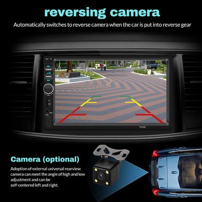 7 Inch 2 Din Car Player Multimedia Wireless Carplay with Navigation, Stereo Radio MP5 Touch Screen Bluetooth FM USB Rear Camera