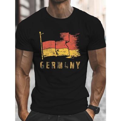 GERMANY Flag Pattern Men's Casual Grew Neck Short Sleeve T-Shirt for Summer, PLUS SIZE