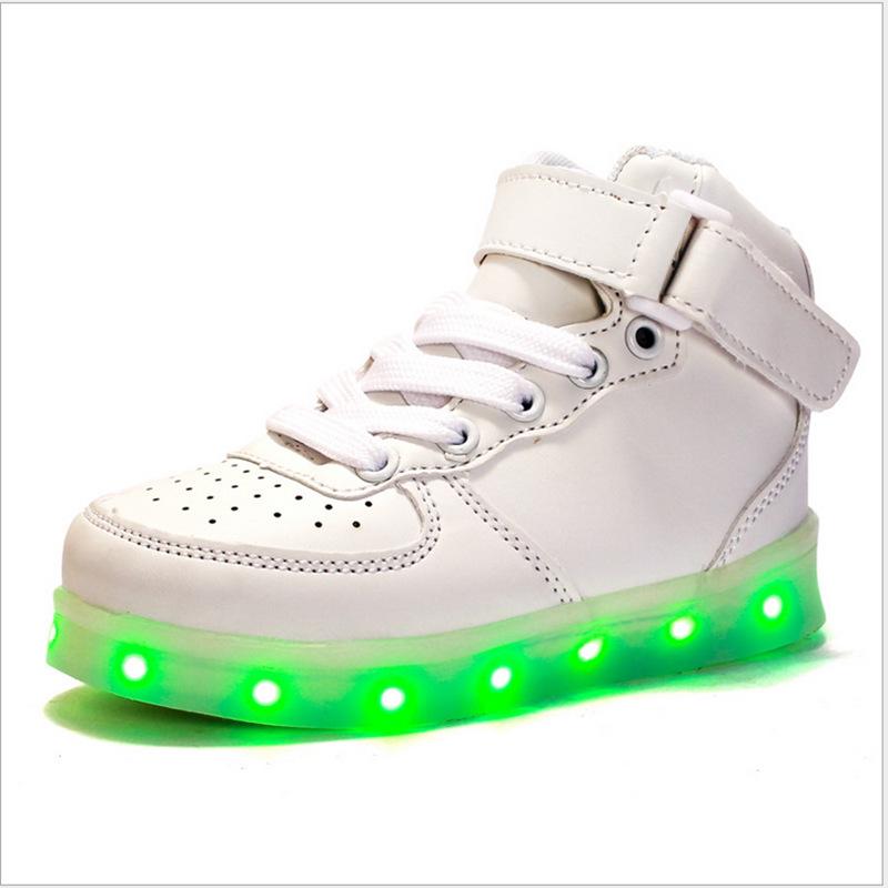 Children's light shoes led luminous shoes charging sports shoes high-top baby shoes male and female students female board shoes