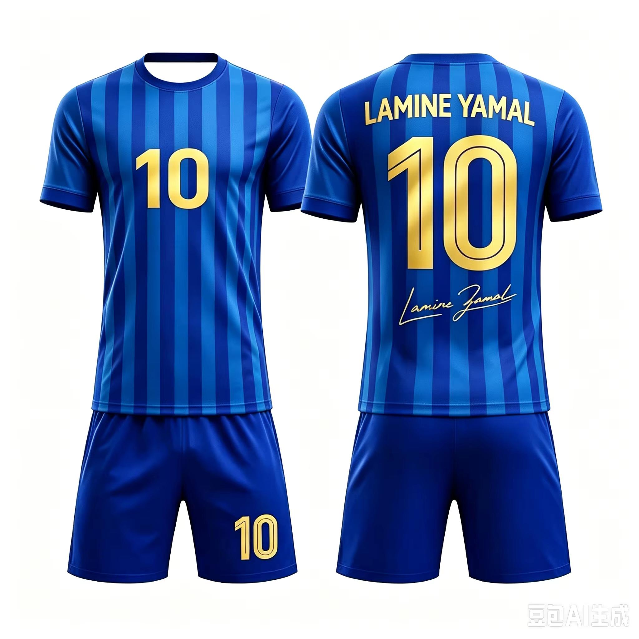 Sommer # 19 Yamal KI Persönlichkeitsausgabe Gestreift Gestreiftes Fußballtrikot Set Erwachsene Kinder Mode Freizeit Outdoor Sport Set 110 blue