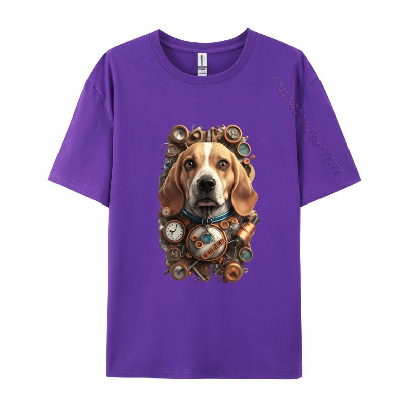 Funny Beagle Dog TShirt Mechanical Engineer Dog Cosie Printed Tops Tees Retro Cotton Men Top Tshirts