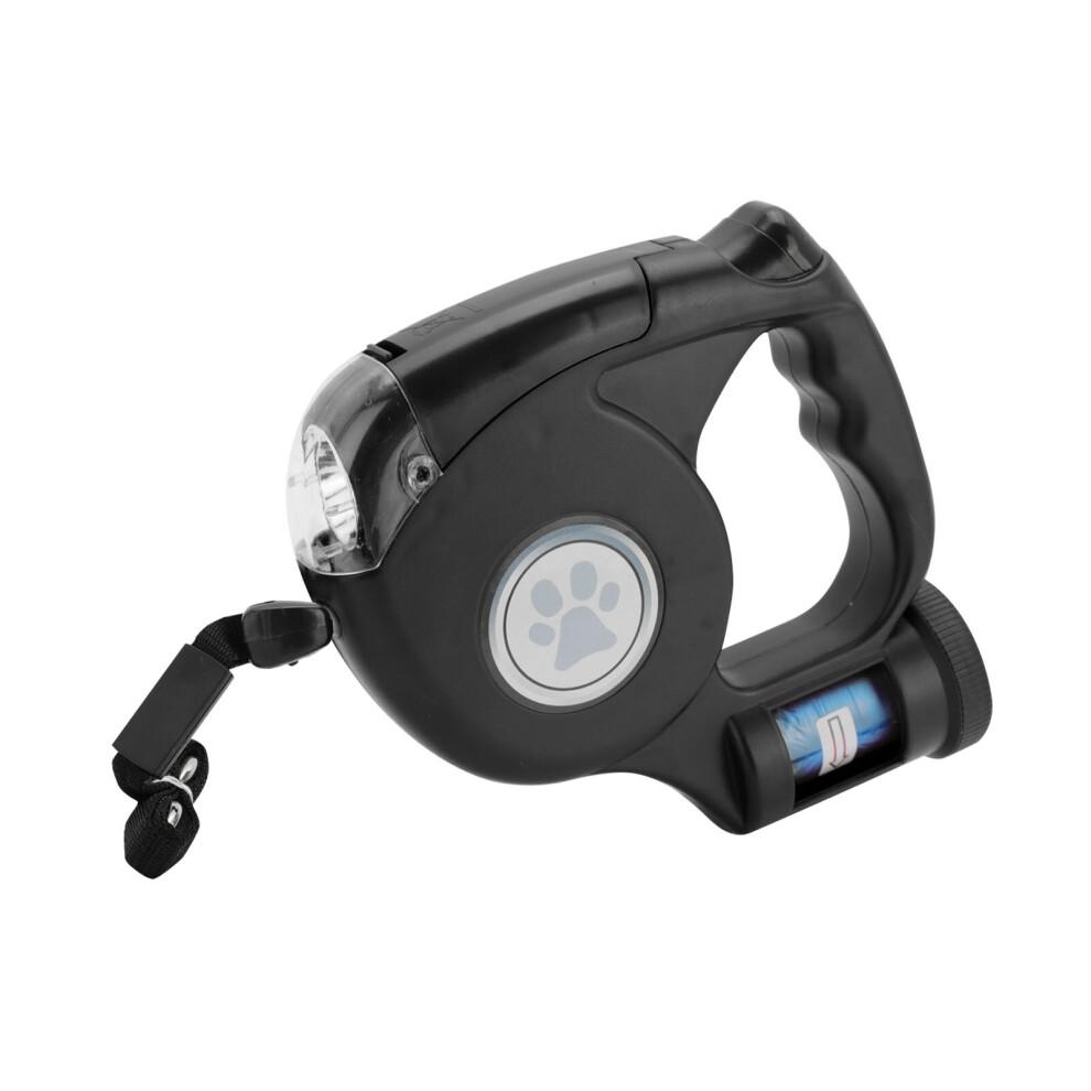 (Black ) Dog Leads Lead Retractable Training Pet Leash Extending Tape Cord With Light