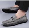 Men's Casual Leather Slip-On Loafers - Low-Top Spring Driving Shoes with Cowhide Upper