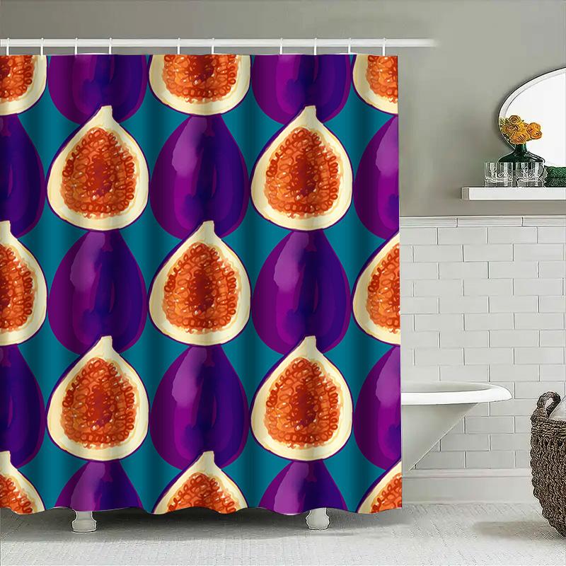 Feigen Muster Duschvorhang Lila Feige Badezimmer Dekoration Moderne Deko Duschvorhänge Für Badezimmer Liner Rosa Wassermelone Feigen