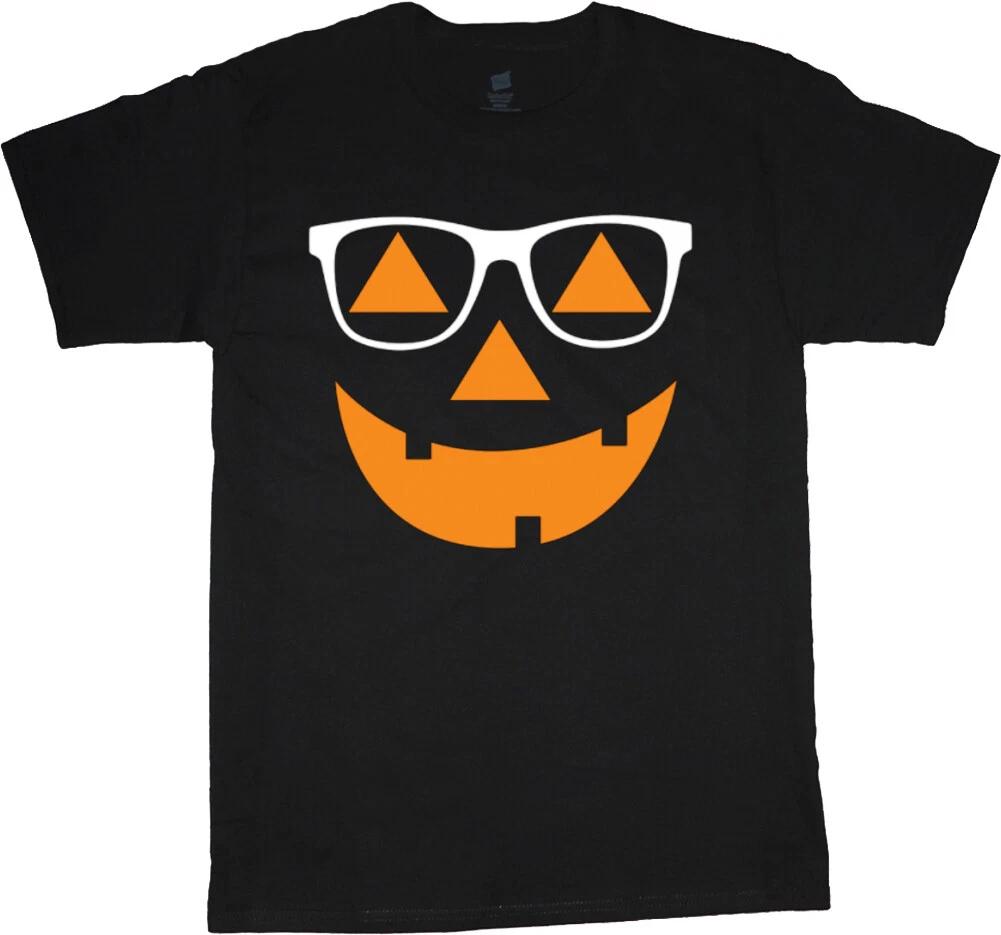 Halloween T-shirt Pumpkin Jack-O-Lantern Face Sunglasses Funny Tee XL