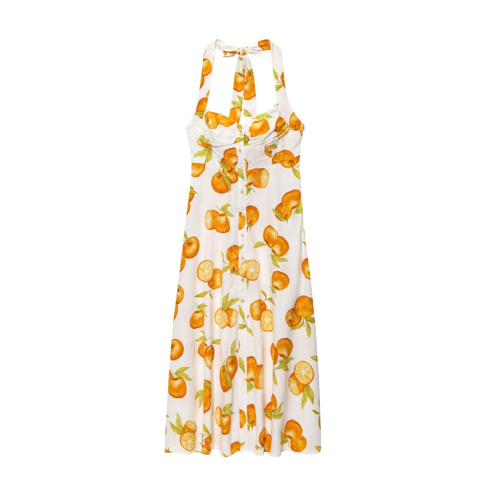 European and American women s clothing popular fashion and comfortable printed neck collar dress XS