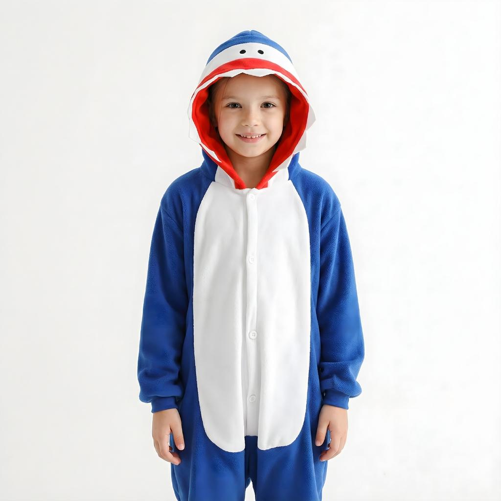 Piżama Onesie Kigurumi Kostium Przebranie Granatowy Rekin Dzieci 135-145Cm