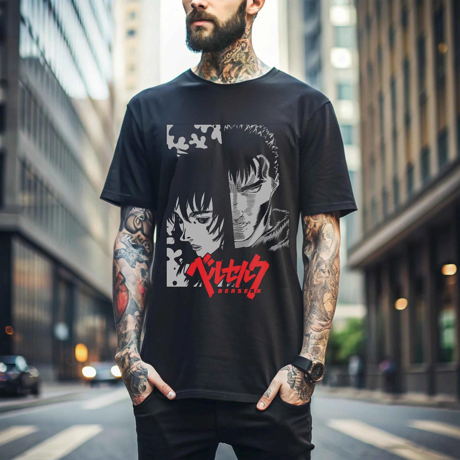 

100% cotton TOPS UNISEX TEES MENS WOMENS Berserk T-Shirt, Japanese Anime Shirt, Anime Manga Shirt, Trendy Shirt Anime 234 4XL чёрный