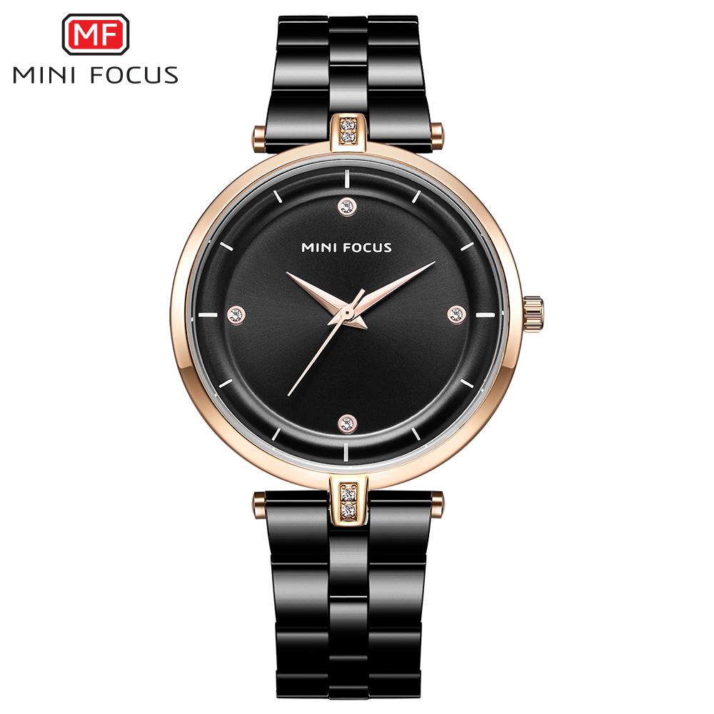 MINI FOCUS Watches Women Top Brand Luxury Quartz Watch Female Fashion Rhinestone Stainless Steel Ladies Simple Casual Wristwatch
